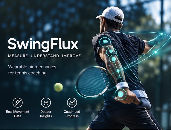 Tennis player training with conceptual SwingFlux motion analysis